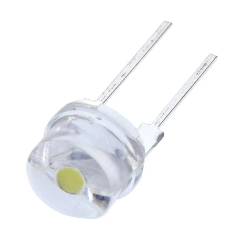 10PCS F8 8MM White Blue Green Red Yellow LED Super Bright Straw Hat Light Emitting Diode Highlighted White 0.5W Astigmatism