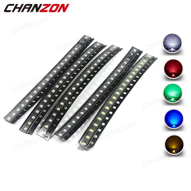 100Pcs 1206 3216 SMD LED Diode Chip Warm White Red Green Blue Yellow Orange UV Purple Pink RGB Multicolor Emitting Assortment
