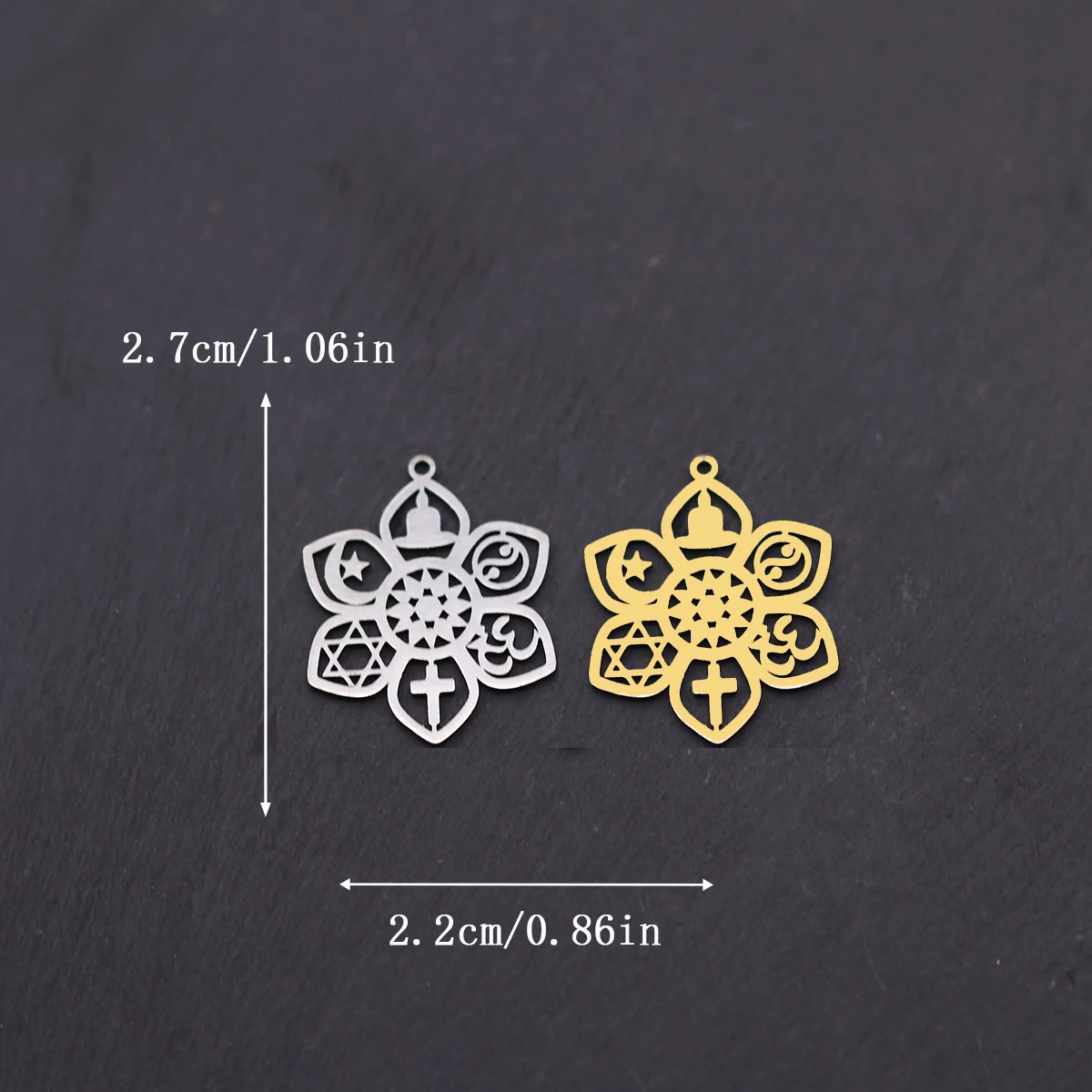 3 STKS DIY Amulet Lotusbloem Yogo Boeddha Rvs Hanger Charme Voor Sieraden Maken Ketting Religie Crescent diy Leveranties