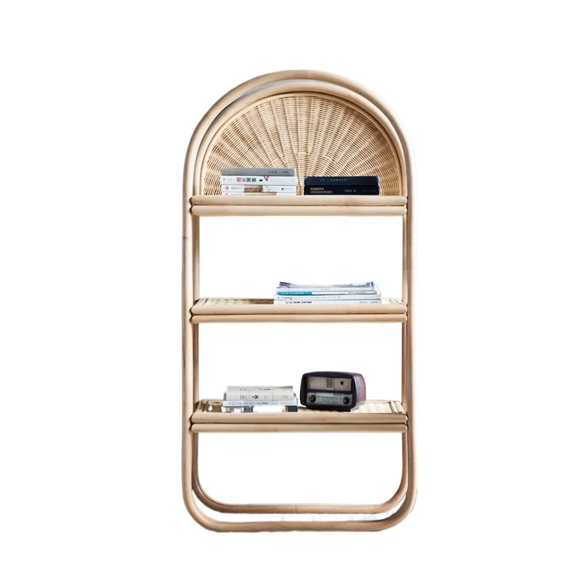 LMM Nordic minimalist full vine bookshelf shelf floor storage curved bookcase
