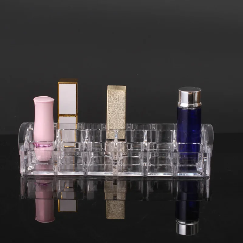 26 Grid Acrylic Lipstick Storage Box Clear Lip Gloss Display Stand Nail Polish Cosmetic Organizers Makeup Tools Brush Holder