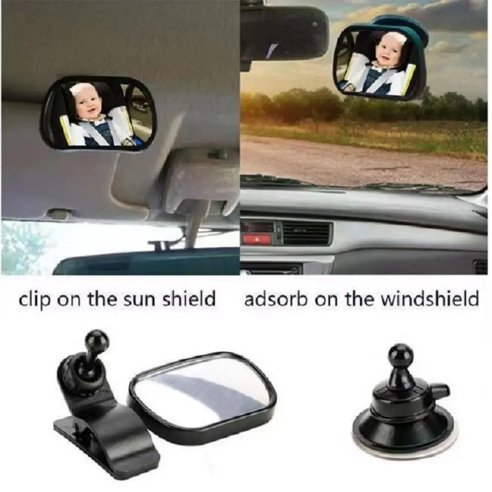

with Suction Baby View Mirror Clip-On Adjustable Baby Rear Convex Mirror 2 in 1 360 Rotation Car Baby Kids Monitor