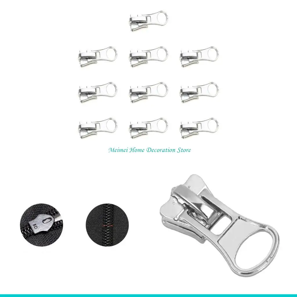 

H7BF 10pcs Removable Zippers Pullers #3 #5 #8 Zippers Sliders Replacement Zippers for Backpacks Jackets Boot Handbag Jeans