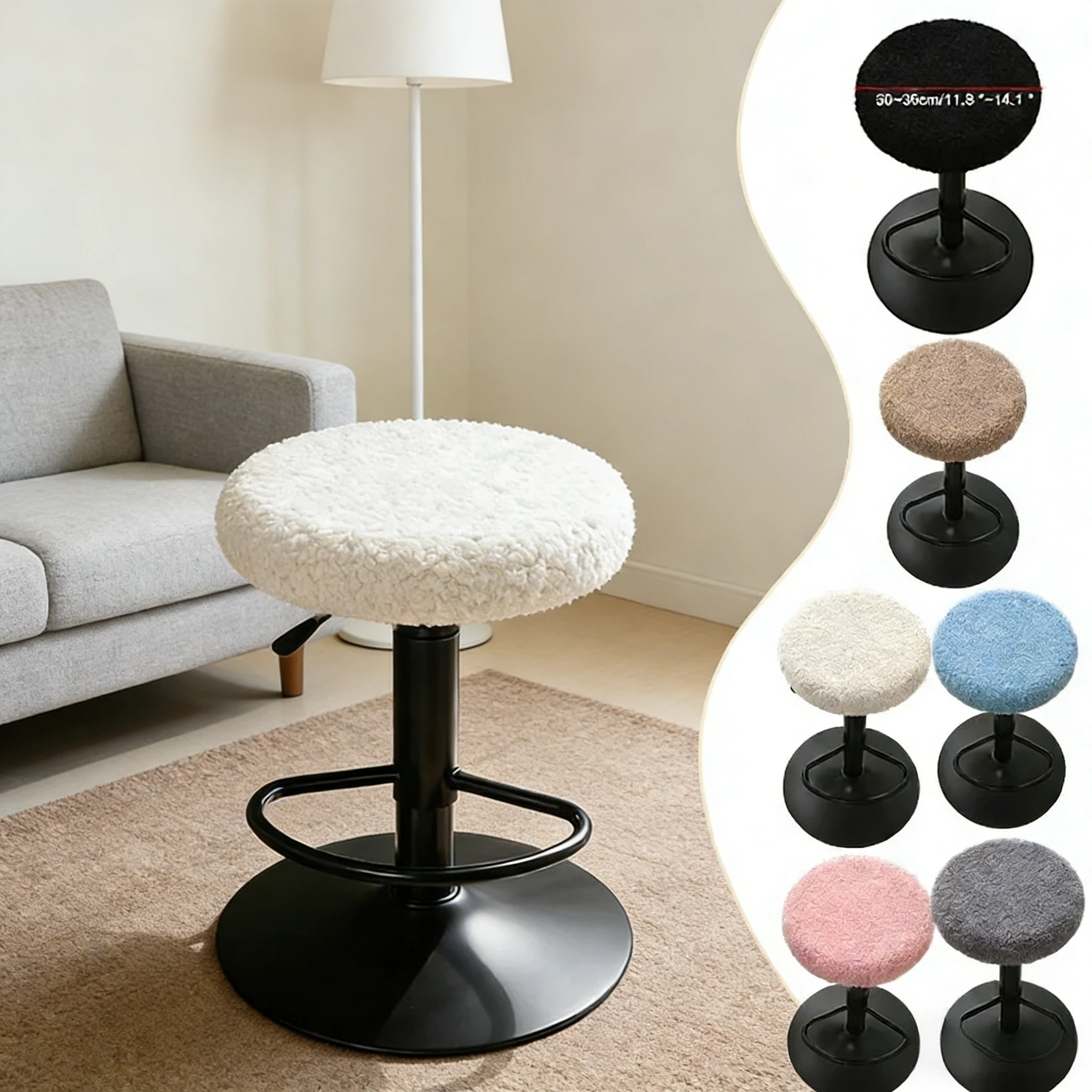 

1/2/4Pcs Round Stool Cover Plush Soft Cushion Seat Cover Machine Washable Bar Stool Protector for Home Bar Kitchen Restaurant