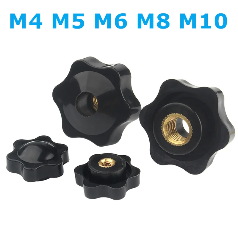 Plum Hand Tighten Nuts Handle Thread Star Mechanical Black Thumb Nuts Clamping Knob Manual Nuts