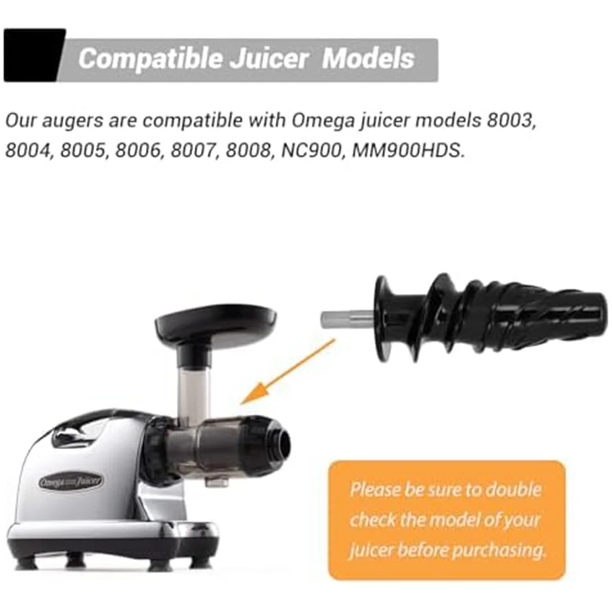 8006 Juicer Replacement Parts Auger Compatible Thruster for Omega 8003, 8004, 8005, 8007, 8008, MM900HDS