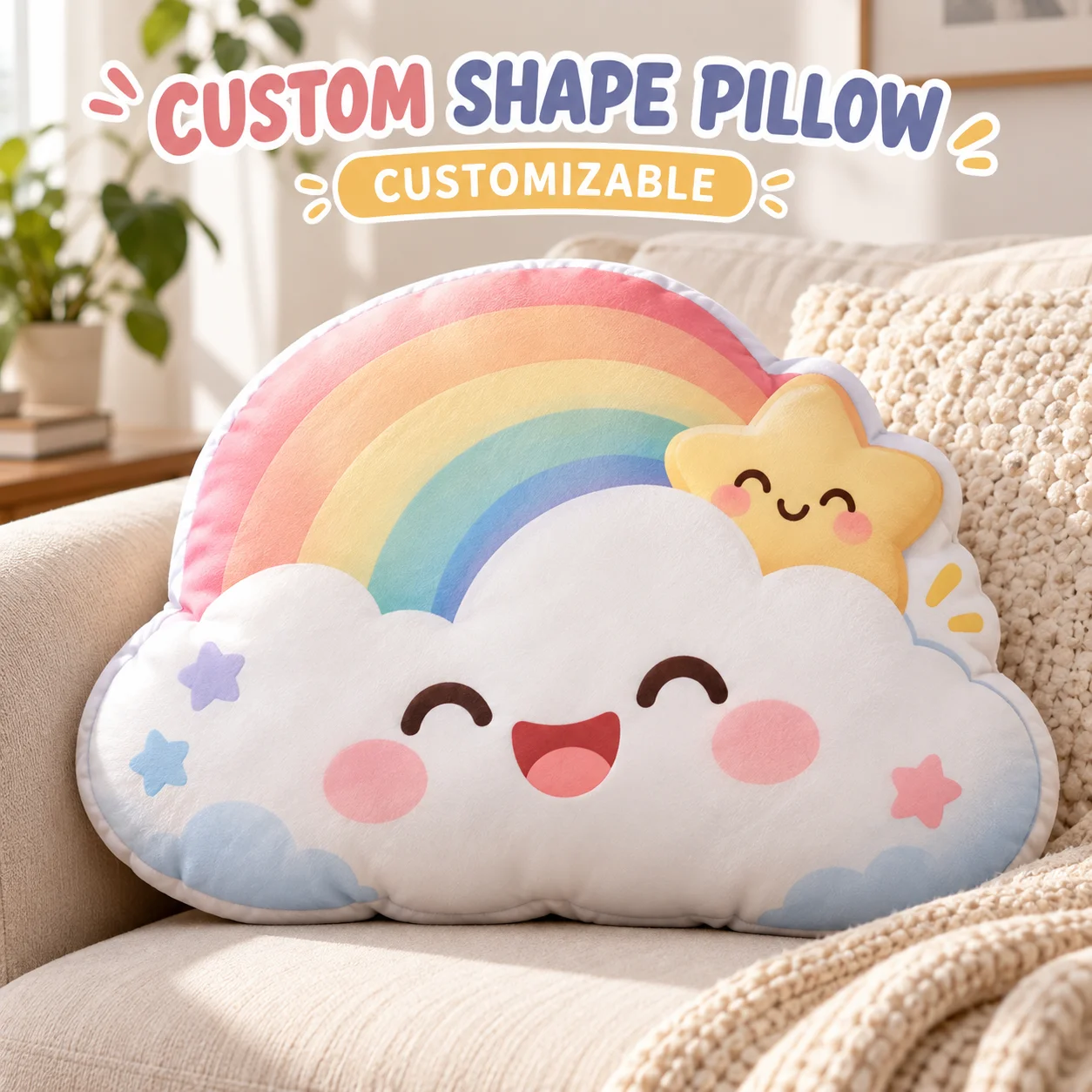 Custom Shape Pillow, Personalized Full Print Irregular Pillow, Soft Plush Customizable Cushion for Home Decor Gift