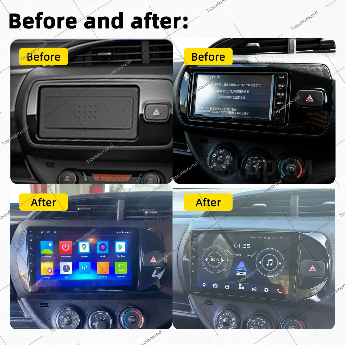 Car Radio for Toyota Vitz 3 XP130 2014 - 2019 2 Din Android Multimedia Stereo Carplay GPS Navigation 4G WIFI Autoradio Head Unit