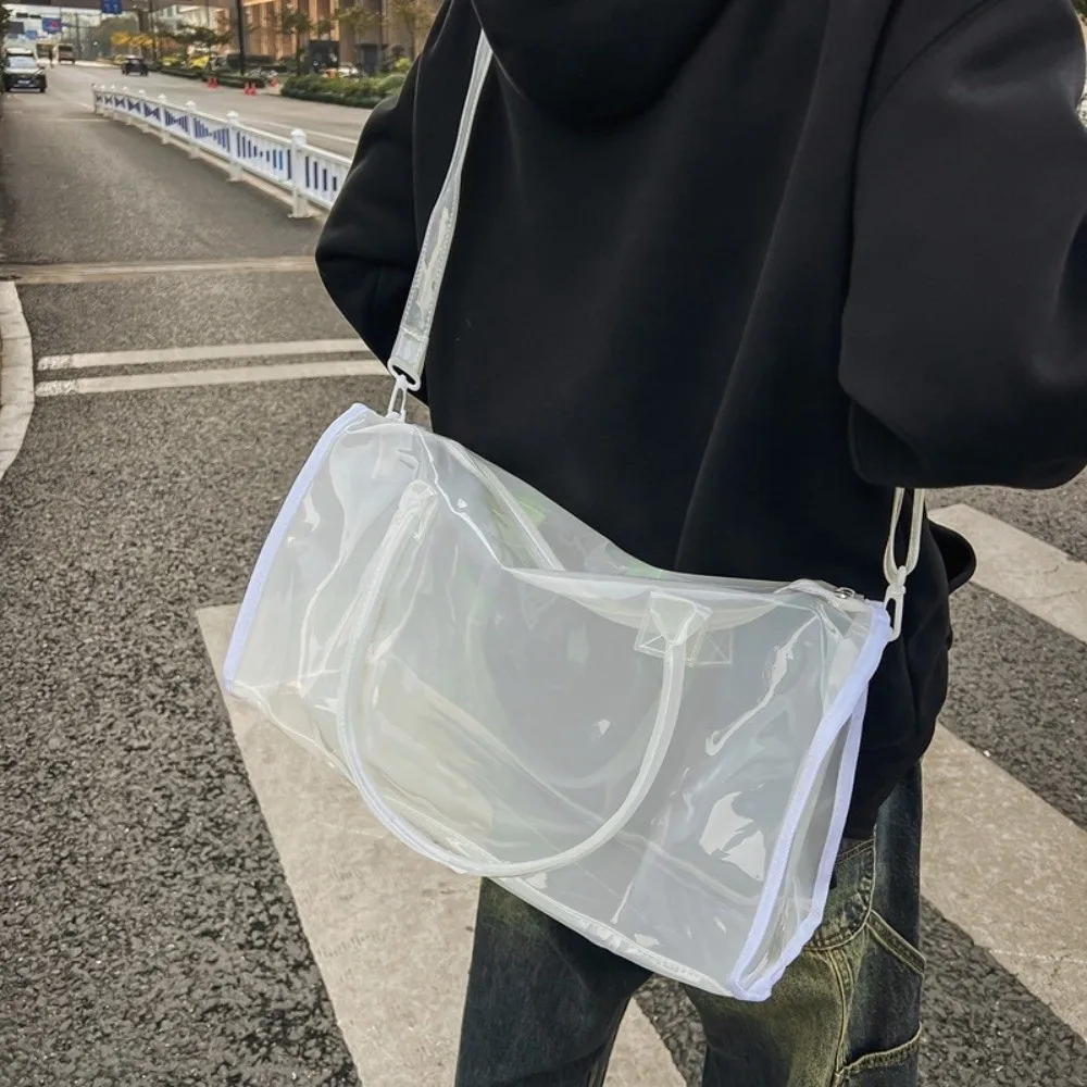 

Вместительная прозрачная сумка через плечо из водонепроницаемого ПВХ, легкая сумка для хранения и туалетных принадлежностей на одно плечо