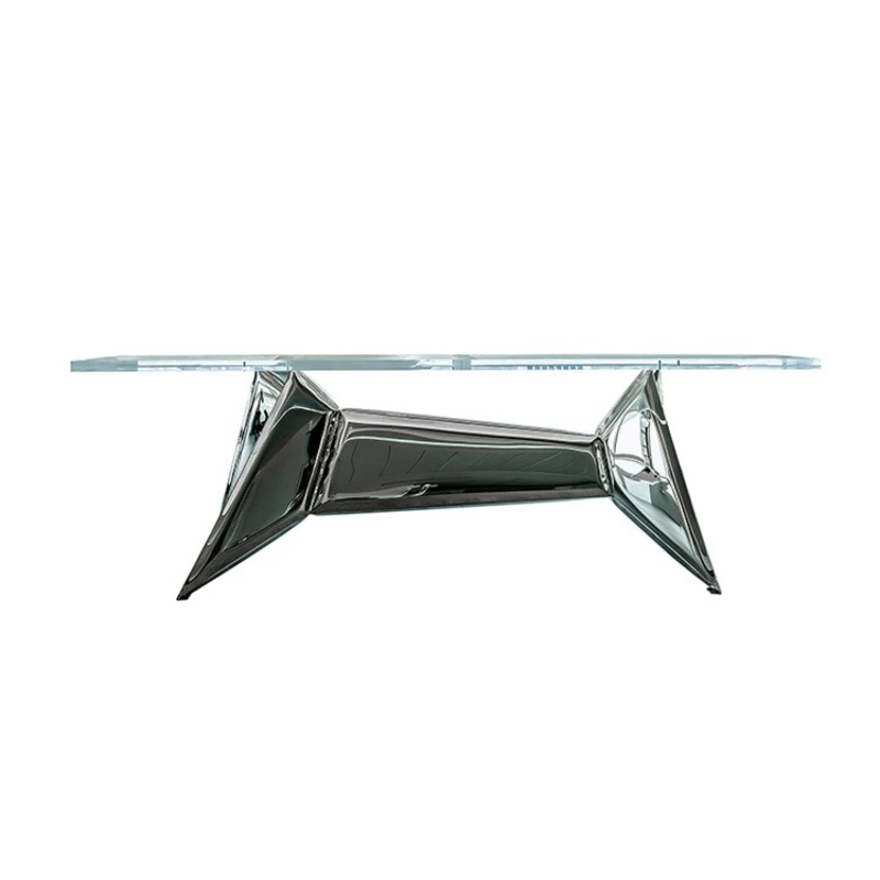 

Modern light luxury metal inflatable shaping polished stainless steel art dining table conference table