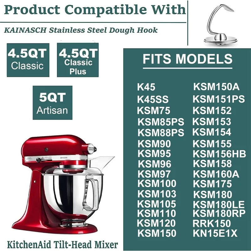 Accessorio per miscelatori Frusta per impastare con bordo flessibile K45WW Frusta a 6 fili per parti del mixer con supporto inclinabile Kitchenaid da 4,5-5 litri-CLIM