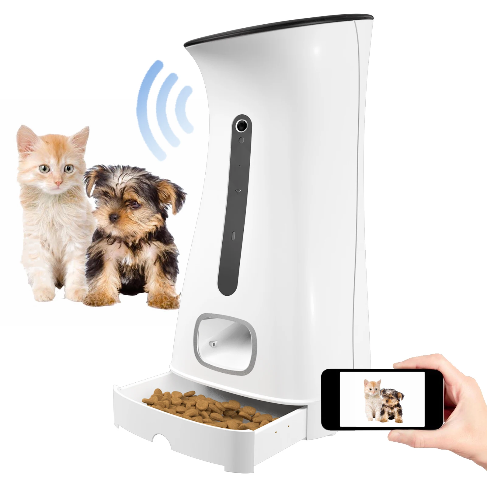 STLF 7,5 л диспенсеры для корма для щенков и котят с диктофоном 720P HD Wi-Fi, автоматическая кормушка для кошек