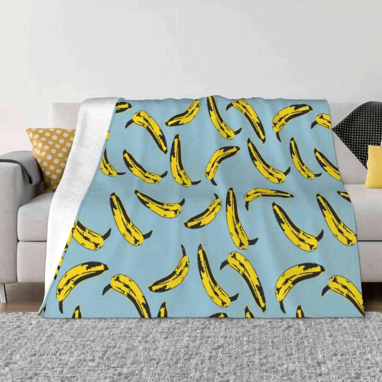 Bananas Fashion Soft Warm Throw Blanket Bananas Pop Art Music Record Blue Fruit Screen 1967 The Velvet Underground Nico The 60S