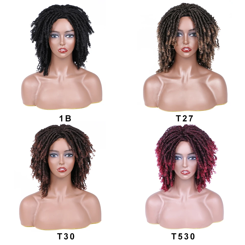 Perruque afro crépue bouclée sans colle pour femme, dreadlocks synthétiques, dreadlocks doux naturels, perruque de remplacement ombrée, vidéo 350, 6 po