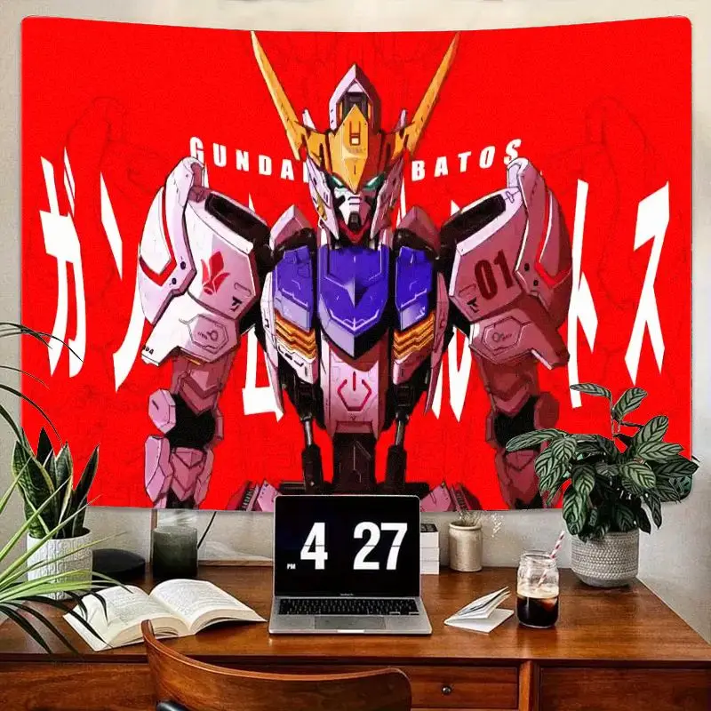 Tapisserie rouge de personnage robotique GUNDAM BAROS, Art mural d'anime avec torse violet et armure rose, décoration d'intérieur de science-fiction pour chambre à coucher Li, 1 pièce