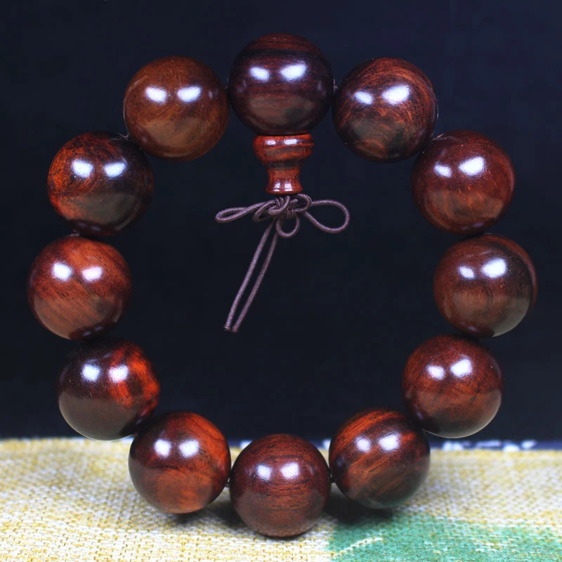 Rosewood bracelet with 12 small 20mm beads, men's bracelet, wooden craft