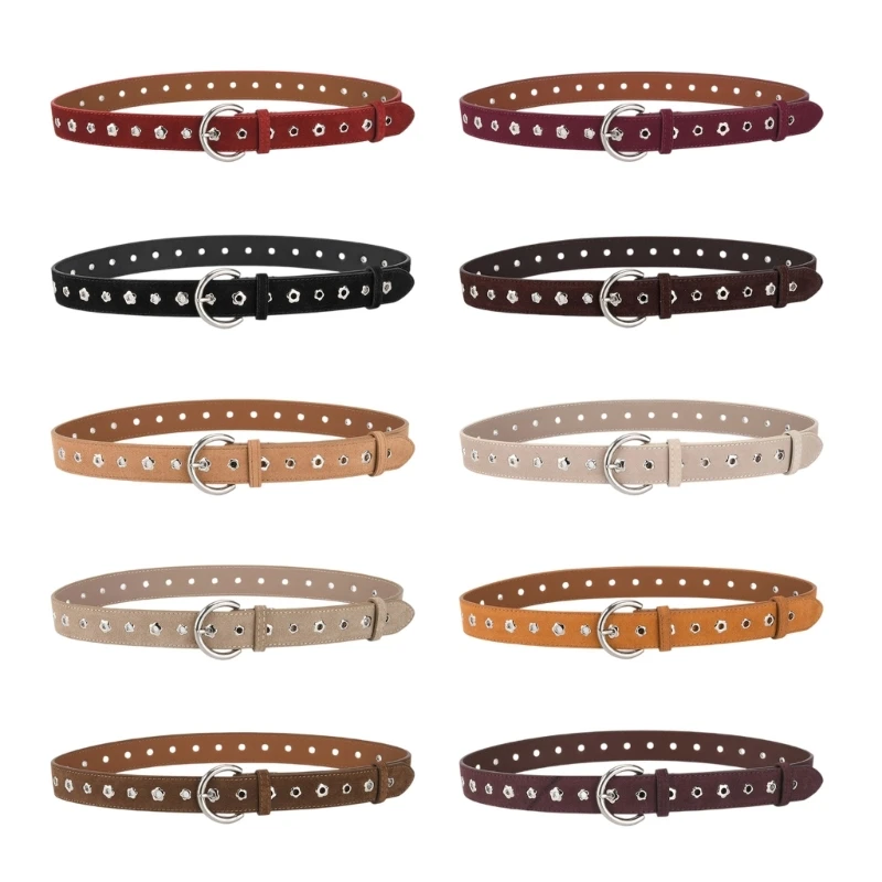 

Elegant Thin Belt Star Stylish Hole Waistband Durability Leather Belt