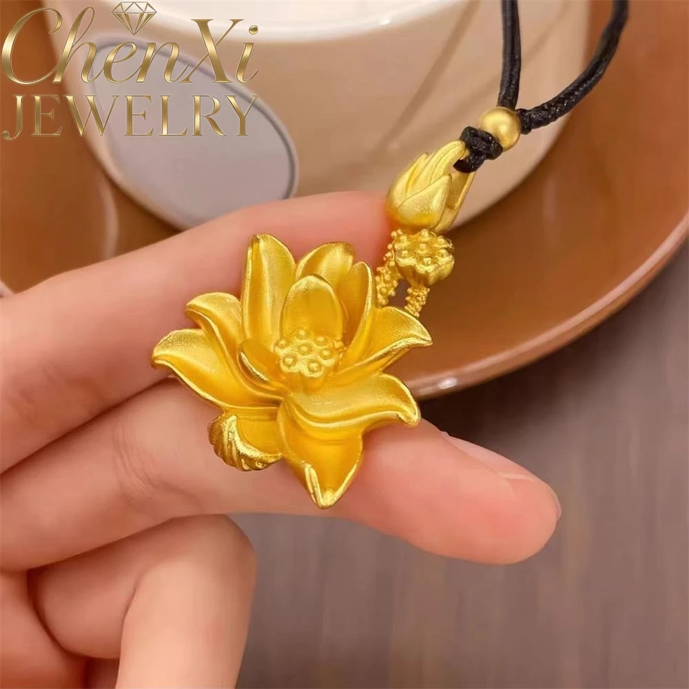 

High-End Sand Gold Lotus Flower Lotus Seed Pendant Luxury Quality Fashion Fine Jewelry Exquisite Elegant Popular Charms Mascots
