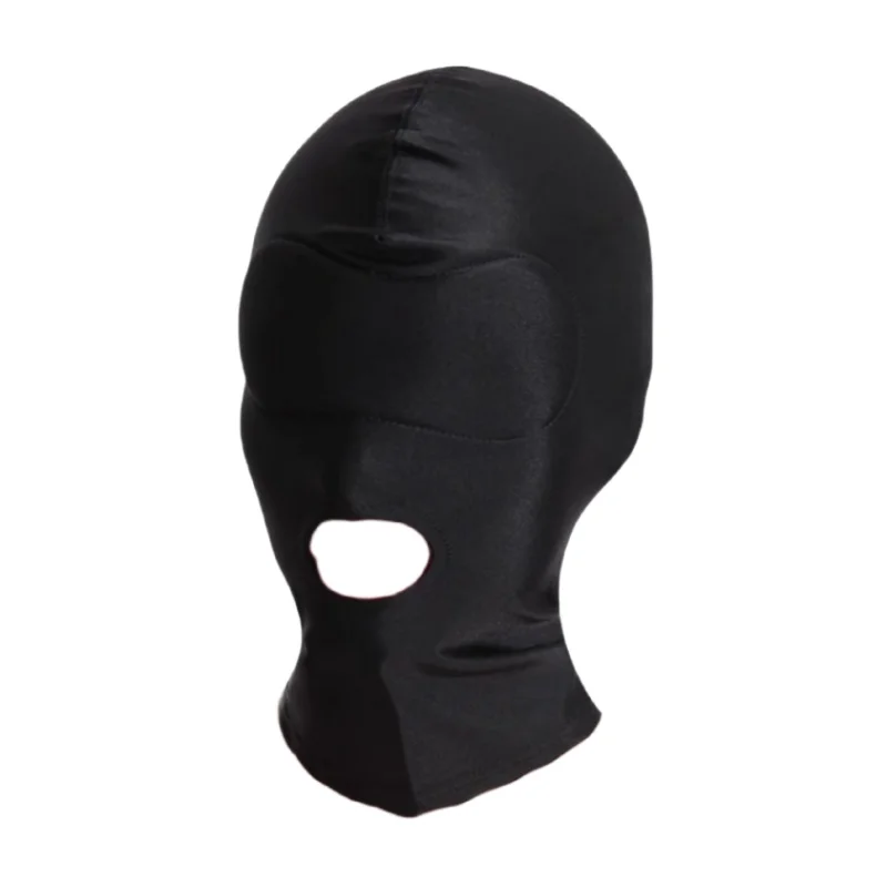 Adult Sex Toys Full Face Romantic Mask with Elastic Fabric Exposed Mouth Veil Hood for Couple Cosplay Flirting Snug Headgear view 4