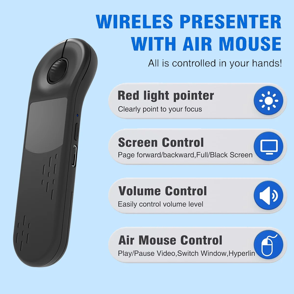 

Hot Sale 2025 New Wireless Presenter Pen with Remote Control TikTok Scrolling Page Turner Clicker for Presentation and Pointer