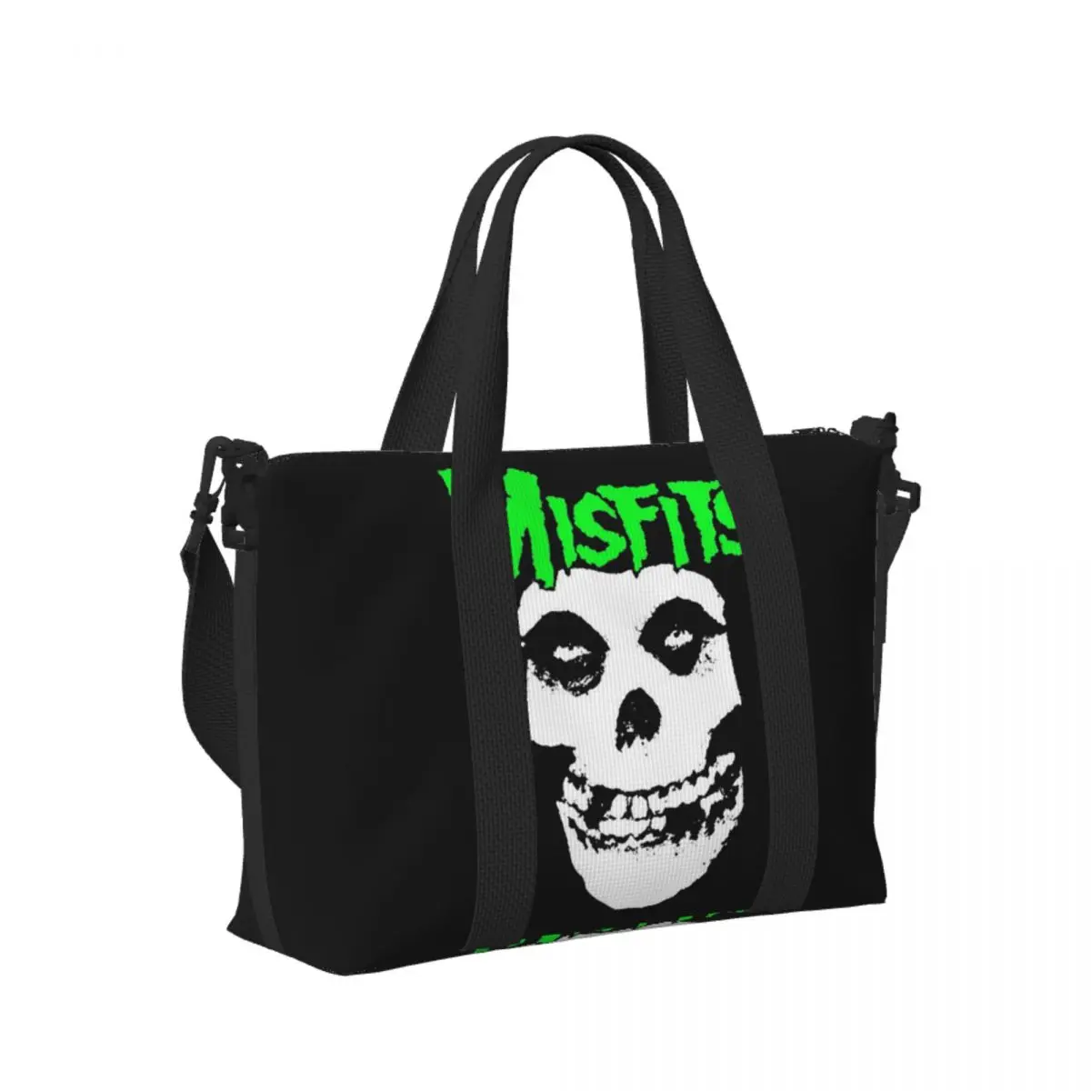 

Custom Misfits Skull Beach Travel Bag Large Capacity Tote Bags for Gym Sport Women Shopping Duffle Shoulder Bag