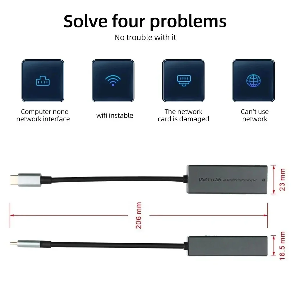 2500Mbps RJ45 Network Card USB3.0 Type C Ethernet Adapter for Laptop Xiaomi Mi Box Switch PC USB-A/C Internet Adapter Accessorie