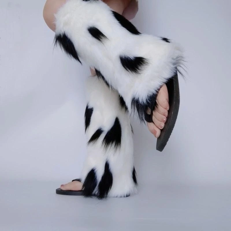 

Женские гетры из искусственного меха, нечеткие длинные сапоги, обувь с манжетами, теплый пушистый костюм 15UB