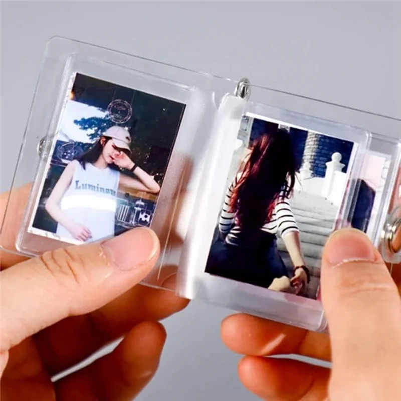 Mini Small Photo Album Keychain 16 Pictures Book Holder Keyring DIY Gifts for Boyfriend Girlfriend