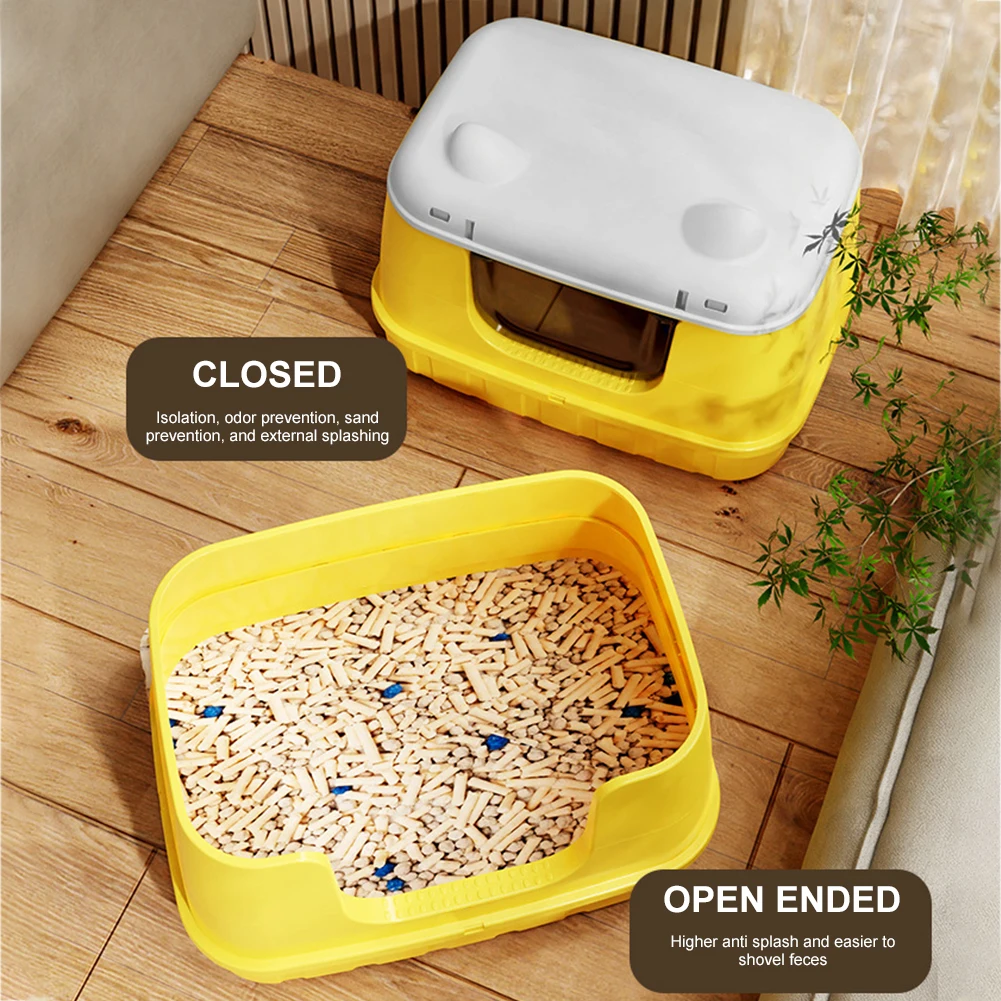 Large Cat Litter Box Enclosed Cat Bedpans with Handle Cat Litter Pan with Scoop for Larger Cat Breeds Or Multiple Cat Households