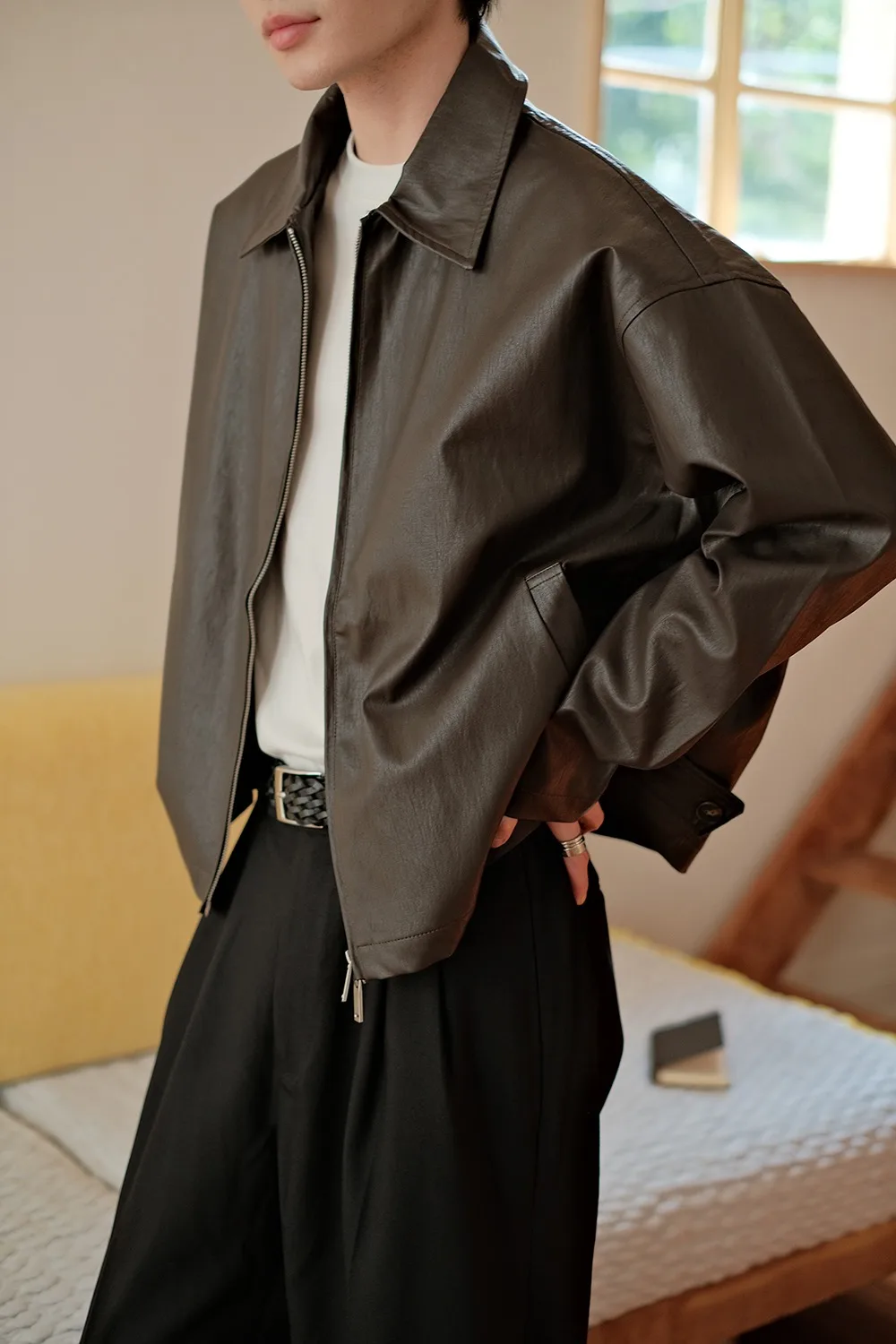 

Кожаная куртка Pishuai, нишевый дизайн, модный бренд, кожаная куртка с двойной молнией, мужской мотоциклетный костюм, осень и