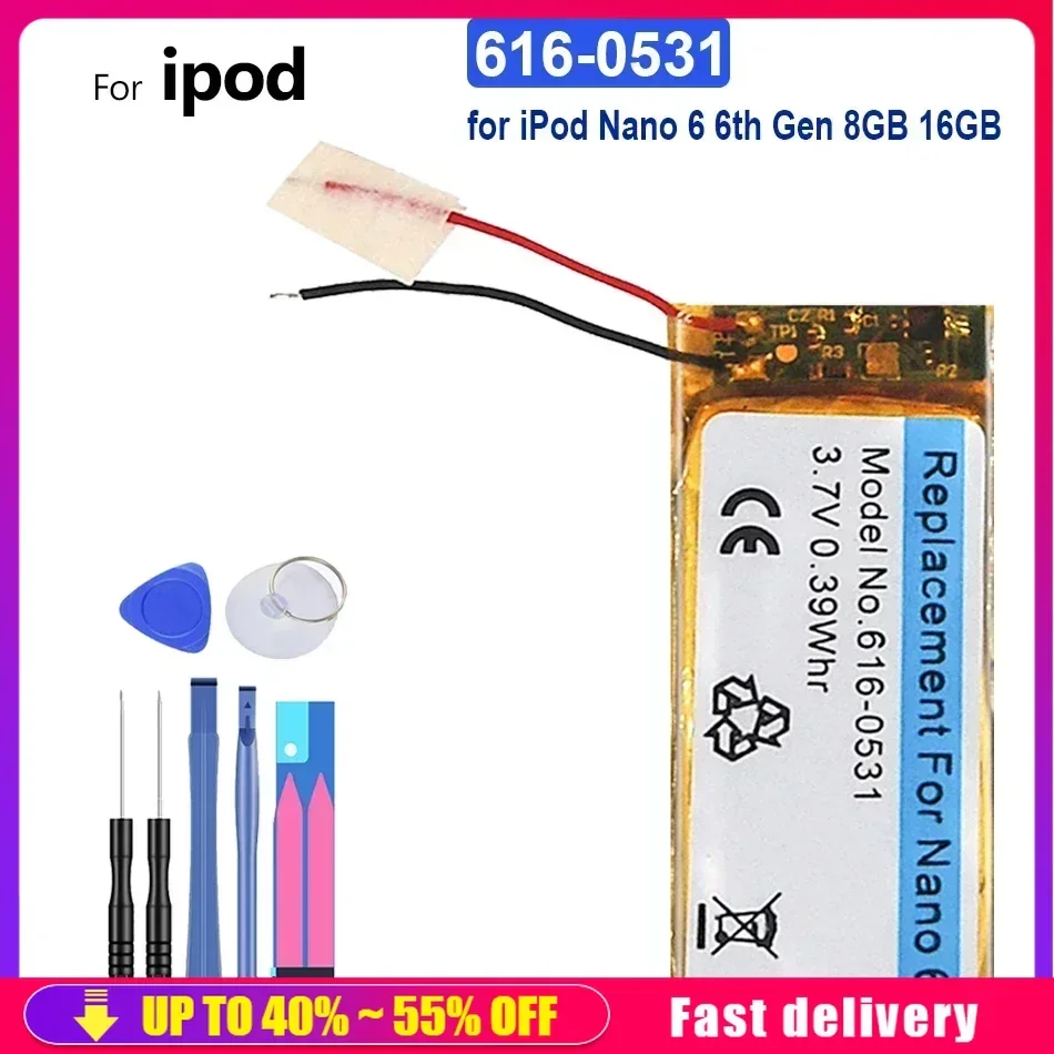 616-0531 MP3 Battery For IPod Nano 6 6th Gen 8GB 16GB Nano6 Nano6th 4 4th Gen Nano 7/7th MB903LL/A;616-0639;616-0640 [W0784] MP4