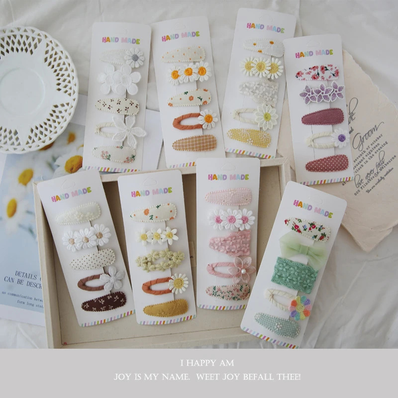 korean-new-children's-hair-accessories-headgear-multi-color-cute-bb-clip-hairpin-five-piece-set