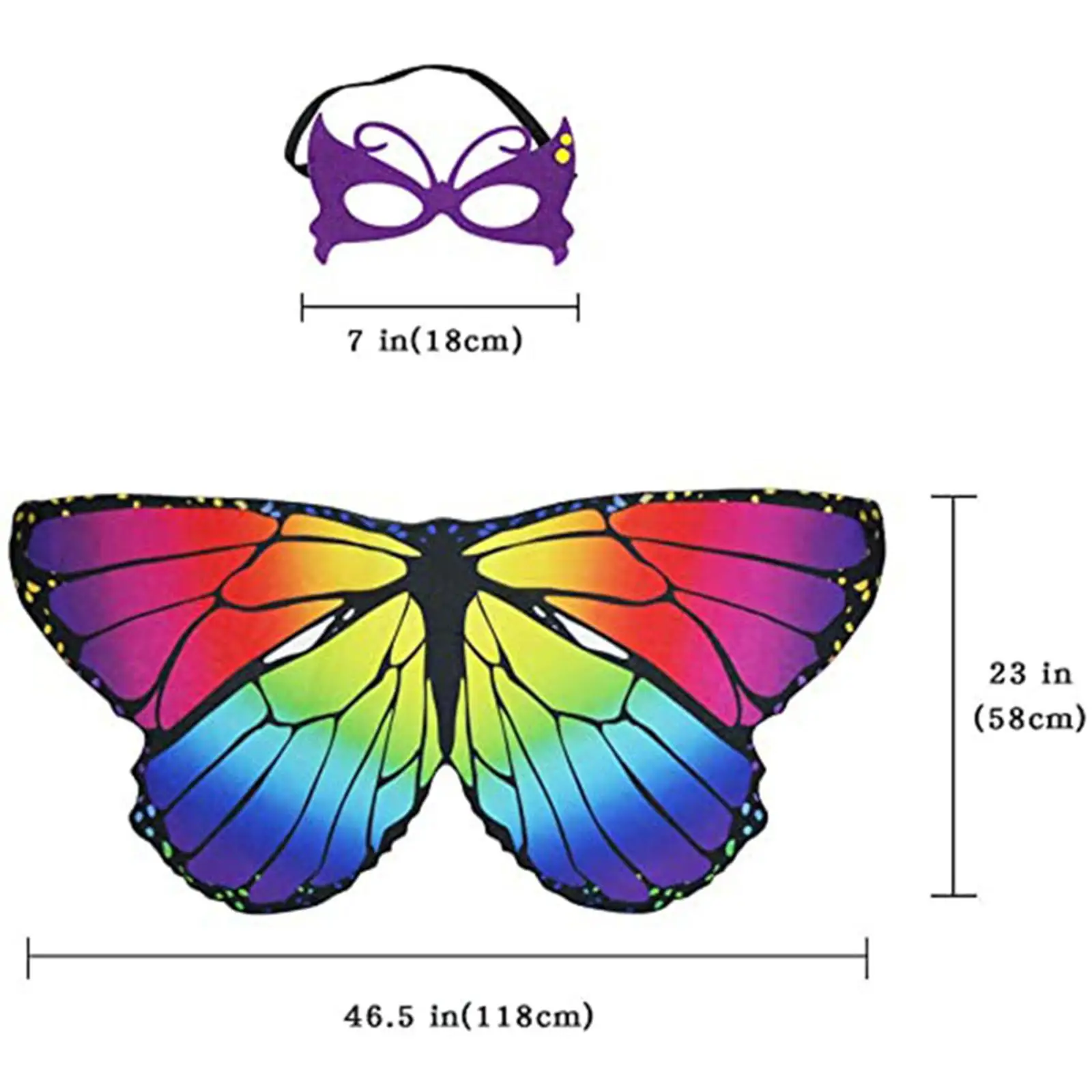 4x Girls Fairy Costume Set Rainbow Tutu Butterfly Wing for Halloween Birthday Photo Prop