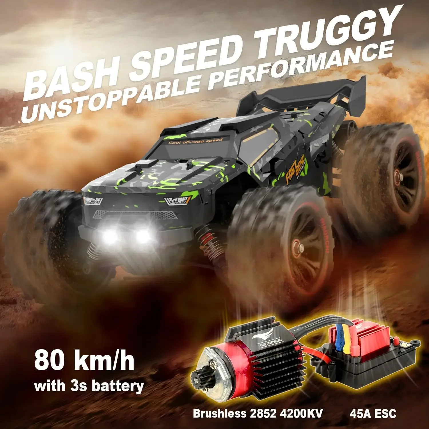 1/14 Brushless RC Cars for Adults Fast 50+ mph, RC Trucks 4x4 Offroad Waterproof, Electric Powered High Speed Remote Control