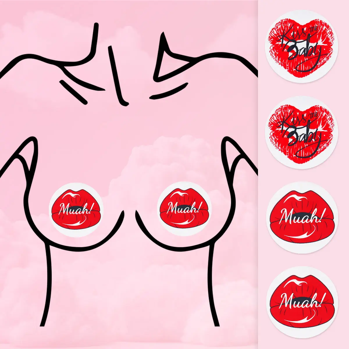 

4PCS Sexy Nipple Covers Breathable Satin Decorative Custom Breast Patch Disposable Red Boobs Nipples Sticker For Hot Girls Muah