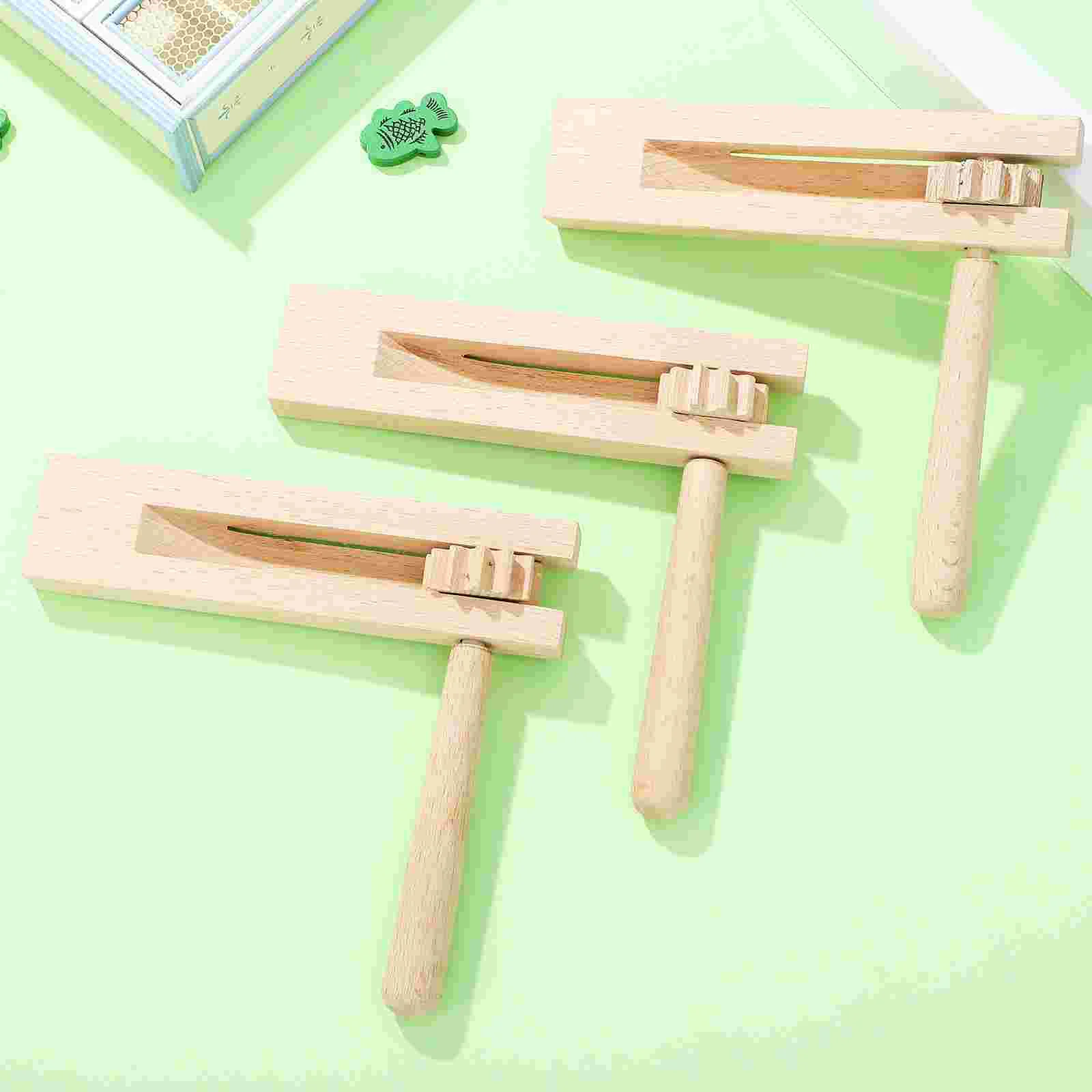 3 Pcs Orff Instrument Matracas Noisemaker Toys Instruments Traditional Wooden Ratchet Toddler for Kids