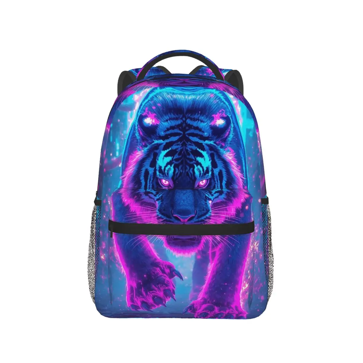 

Glowing Tiger With Blue Light Backpack Hot Sale Daypack Large Capacity Kids BookBag School Bag Shoulder Bags for Men Women