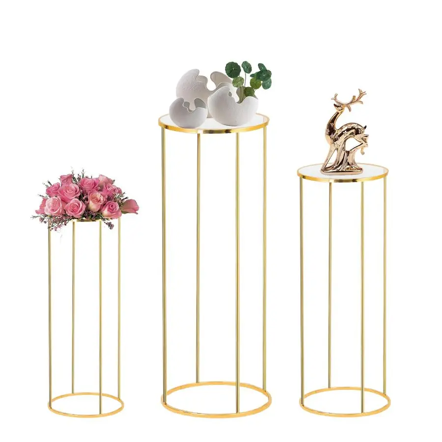 

Cylinder Pedestal Stands for Parties, Gold Metal Plant Round Cylinder Stands for Party Flowers, Display Columns Ped Customizable