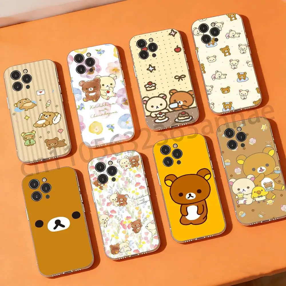 

Cute R-Rilakkuma Bear Phone Case For iPhone17 16 15 14 13 12 11 Pro Xs Max Mini Plus Antislip Shockproof Hard