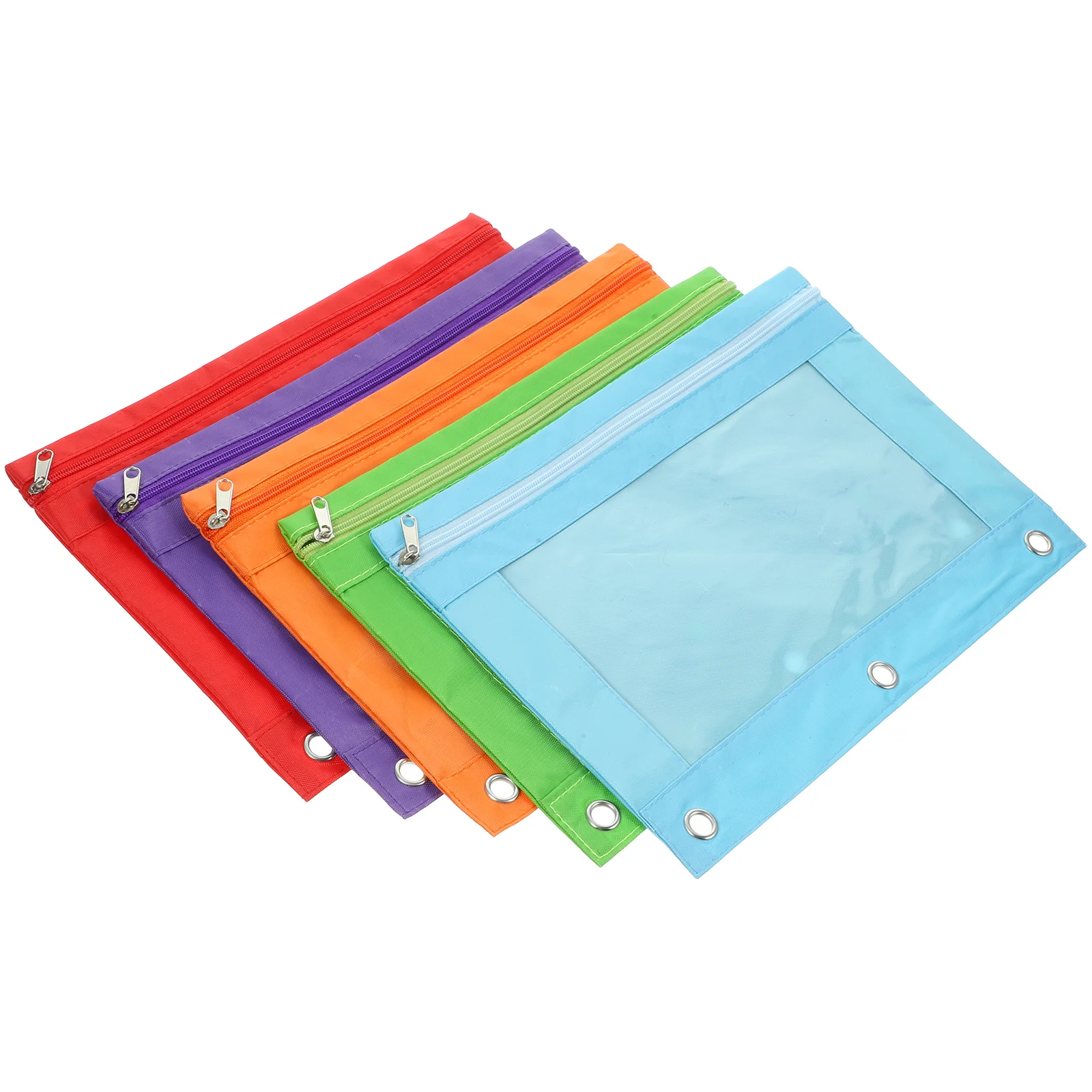 Pen Bag Three-hole File and Pencil Oxford Cloth Air-eye Binder Office B5 Stationery Large Capacity Storage 5pcs/bag Clips