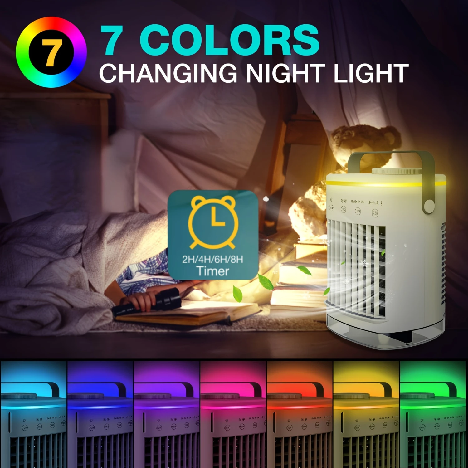 Mini condizionatore portatile da 1 pezzo con ventola di raffreddamento a 4 velocità e umidificatore - Perfetto per uso domestico e in ufficio