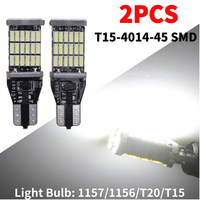 2PCS 12V T15 16W 45 SMD 4014 High Power Light LED Canbus Reversing Lamps Car Backup Stop Reserve Light Brake Lamp White ﻿