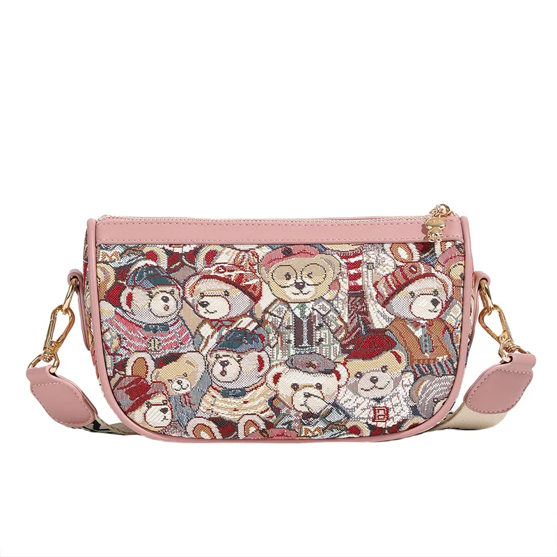 Nowa 2024 Casual torba na ramię Crossbody płótno żakardowe Western stylowa torba piękna i wszechstronna modna torba damska