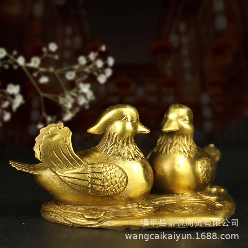 Copper Mandarin Duck Figurine, Copper Mandarin Ducks Playing in Water, Home Decor, Copper Animal Figurine, Handicraft