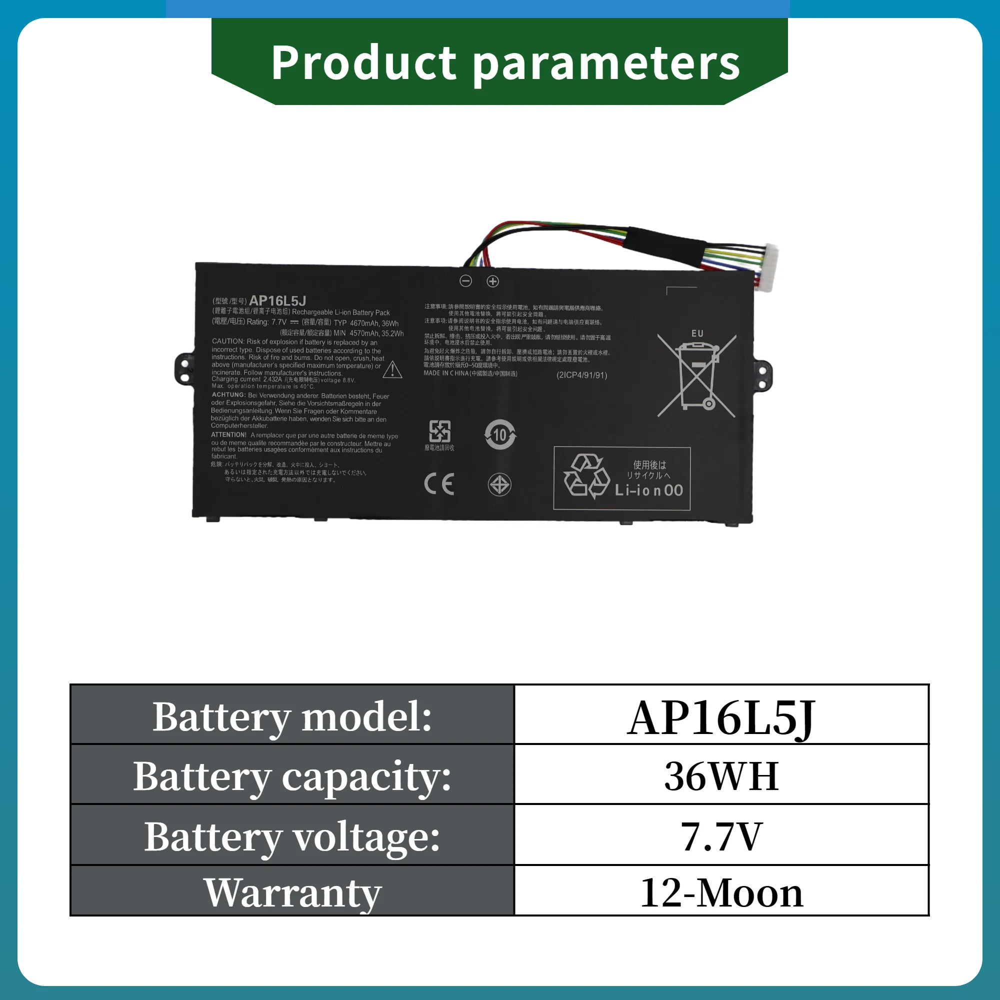 المصنع مباشرة! AP16L5J بطارية الكمبيوتر المحمول لشركة أيسر سويتش 3 ، سويتش 5 SF514-52T/53T SF514-52T-86W1 سبين 1 SP111-32N S5-571 N17H1 N17W
