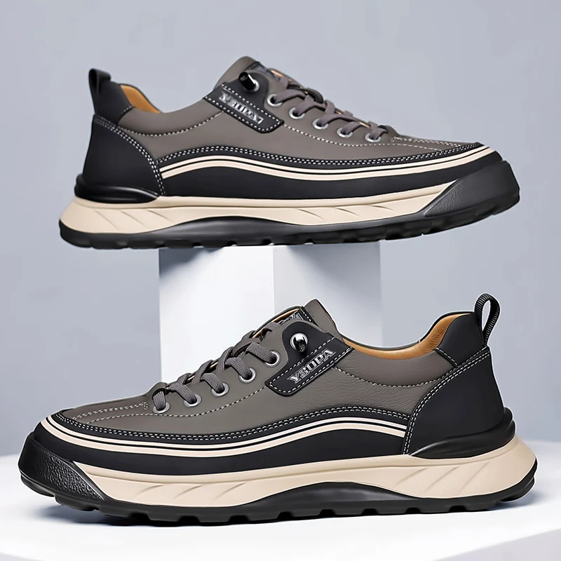 High Quality Brand Men's Leather Casual Shoes Outdoor Hiking Shoes Anti Slip Wear-resistant Men's Hiking Shoes Breathable