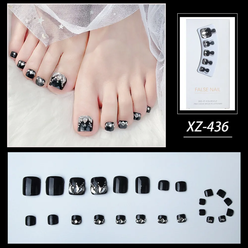 Diy Nail Art Tip Druk Op Teennagels Diamanten Valse Teennagels Strass Nep Teennagels Korte Nagels Patch Volledige Dekking Valse Nagels