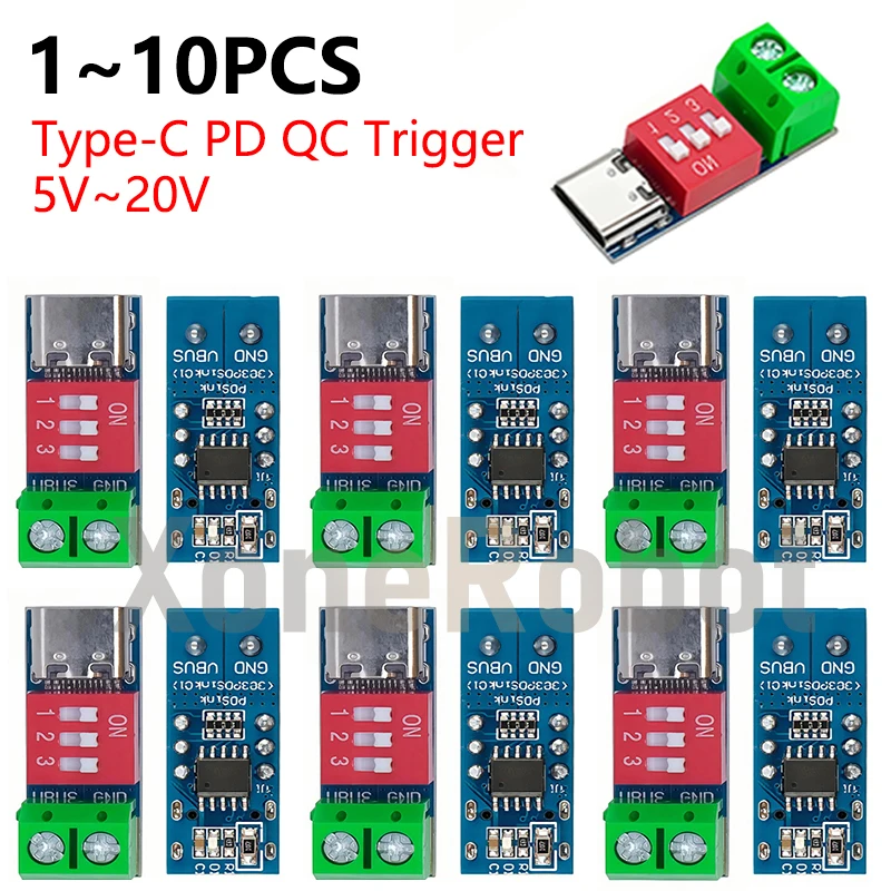 1/5/10 قطعة Type-C PD QC الزناد 5 فولت ~ 20 فولت رمز الاتصال تعديل تيار مستمر الجهد وحدة الطاقة تعديل الطلب الجهد شحن سريع شرك