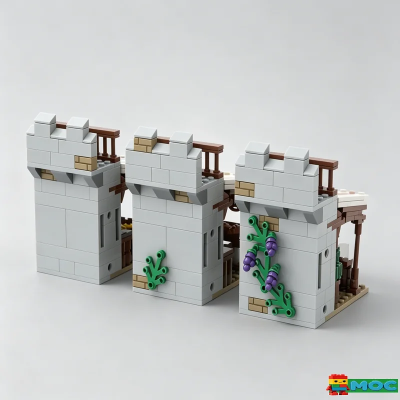 549 PCS Modular Castle Market Stands Building Blocks Medieval Street View Architecture Model DIY Assembly Educational Toy Gifts
