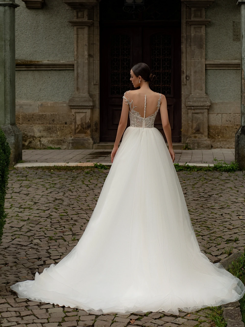 Vestido De novia sencillo sin mangas con cuello redondo, vestido De novia con perlas y lentejuelas brillantes, vestido De novia largo elegante con corte en A